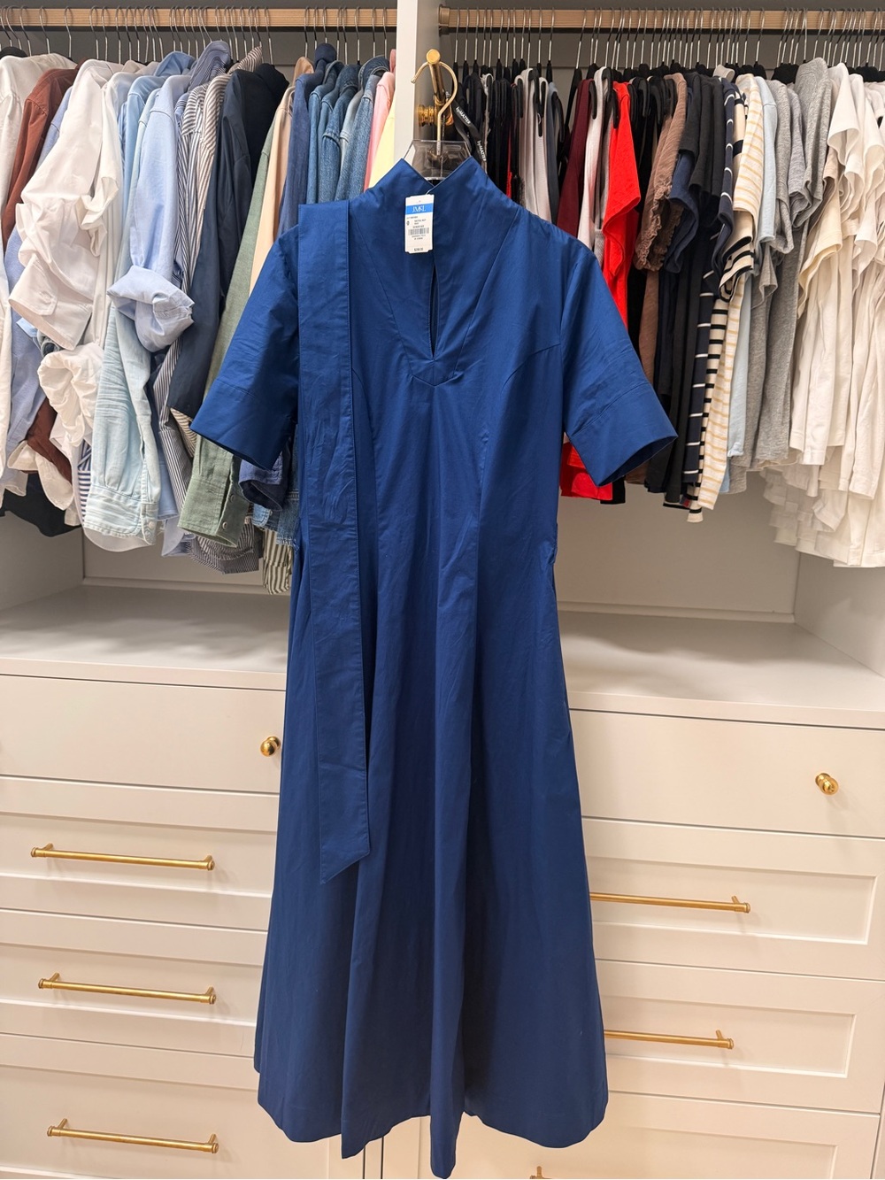 J. McLaughlin Belted Lily Dress in Nautical Navy - Picture 2 of 7